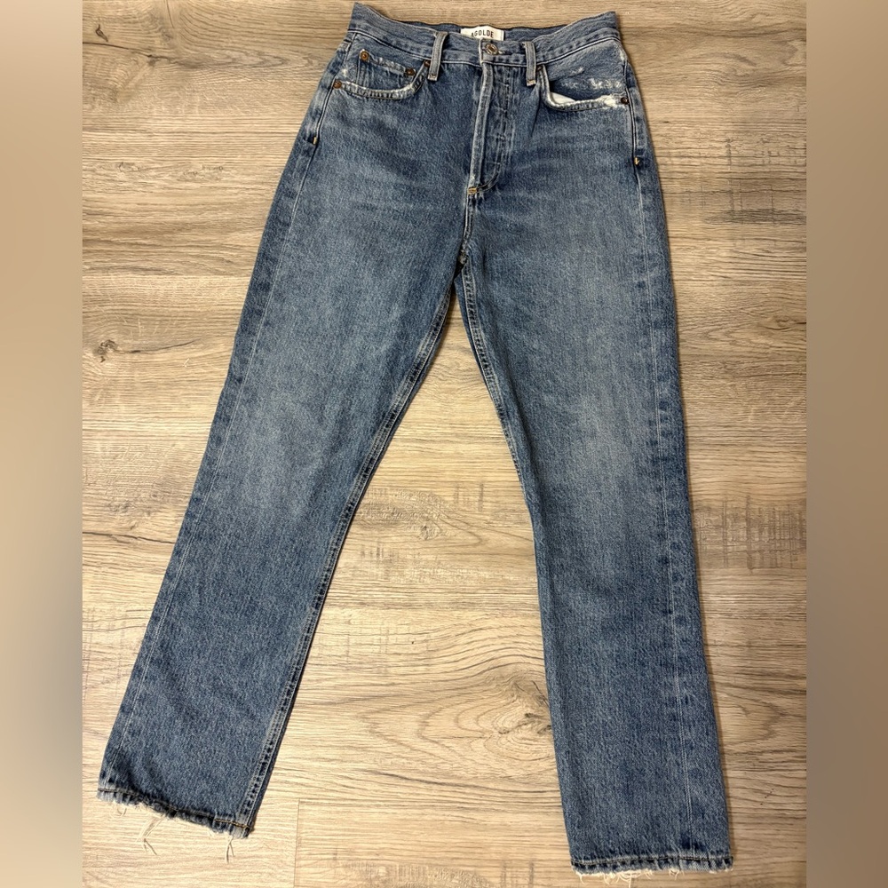 Agolde Women's Straight-Leg Washed Blue Jeans